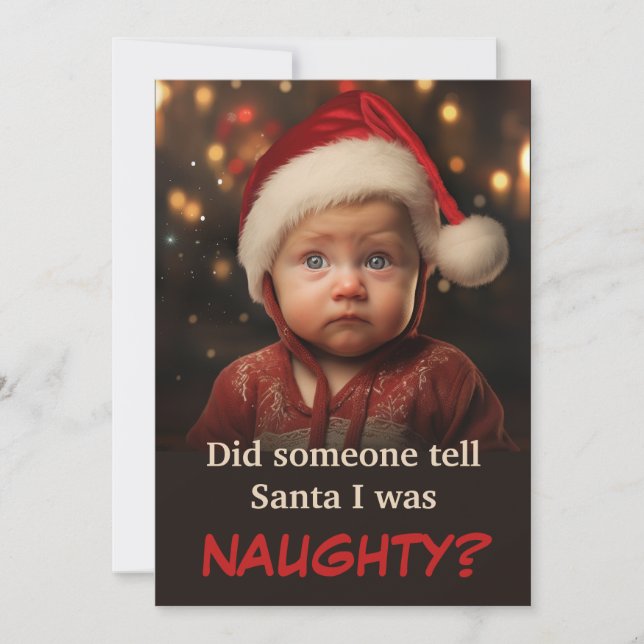 Naughty List Boy Christmas Photo Julkort (Framsida)