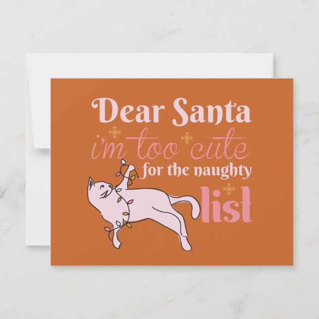 Naughty List Cute Cat-jul Julkort (Framsida)