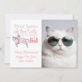 Naughty List Cute Cat Photo jul Julkort