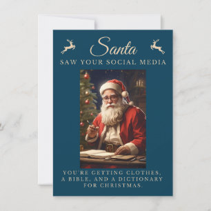 Naughty List Funny Sarcastic Santa Julkort