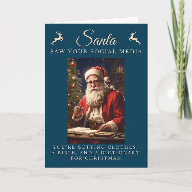Naughty List Funny Sarcastic Santa Kort (Framsida)