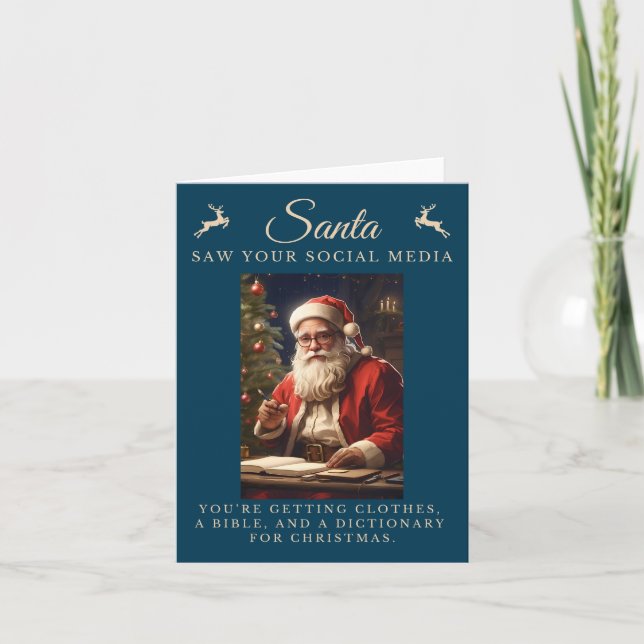 Naughty List Funny Sarcastic Santa Kort (Framsida)