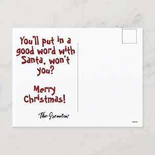 Naughty List Gremlin Helg Vykort