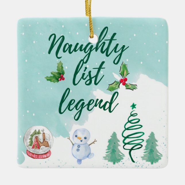 Naughty list julgransprydnad keramik (Framsida)