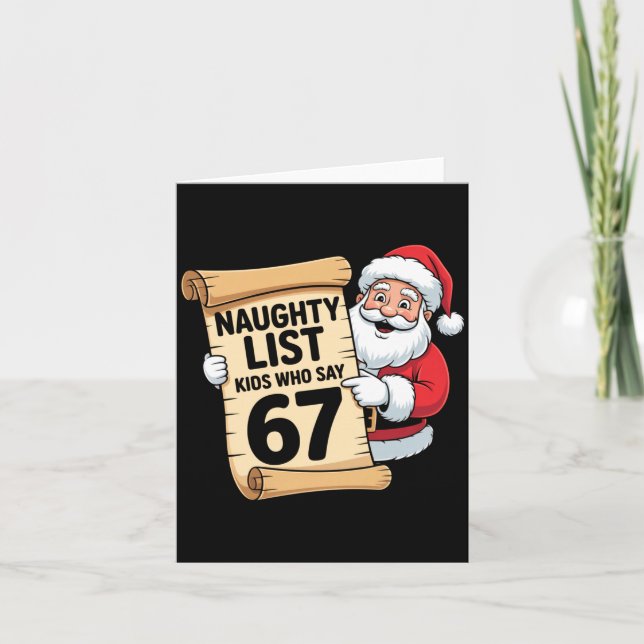 Naughty List Kids Who Say 67 Funny Meme Christmas  Kort (Framsida)