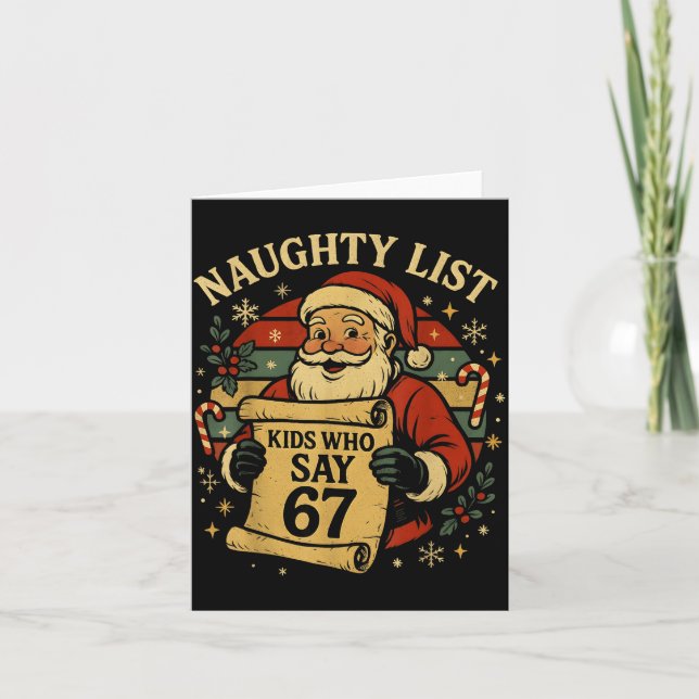 Naughty List Kids Who Say 67 Funny Teacher Christm Kort (Framsida)