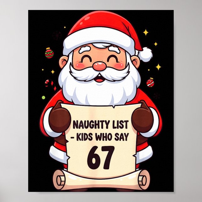 Naughty List Kids Who Say 67 Funny Teacher Christm Poster (Framsidan)