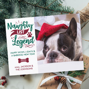 Naughty List Legend Anpassningsbar Pet Hund Photo Vykort