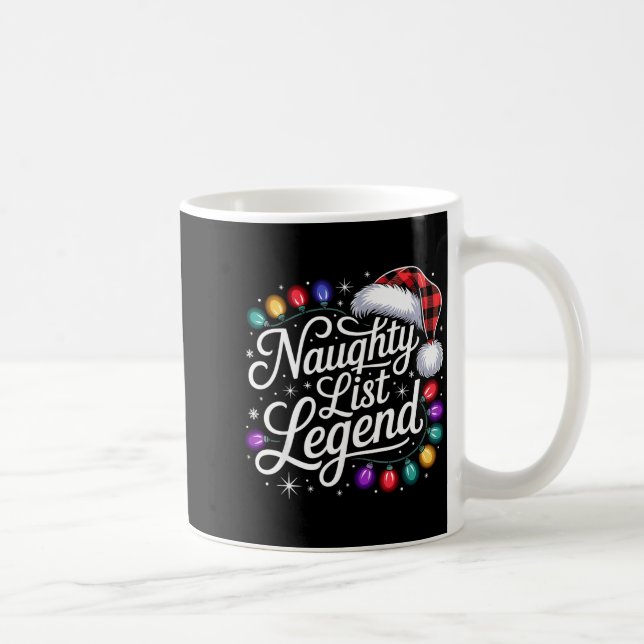Naughty List Legend Xmas Lights Buffalo Plaid Red  Kaffemugg (Höger)