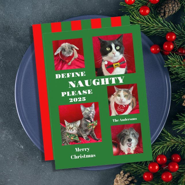 Naughty List Pet Photo jul-platta kort (Skapare uppladdad)