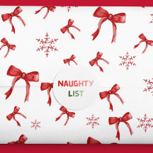 Naughty List Red Jul Roligt Round Gift Sticker