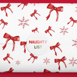 Naughty List Red Jul Roligt Round Gift Sticker Runt Klistermärke