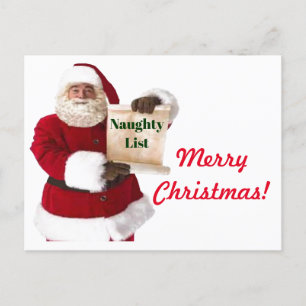 Naughty List-vykort för jul Helg Vykort