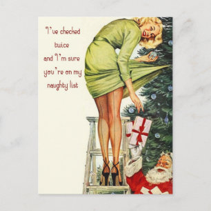 Naughty List-vykort för jul Vykort
