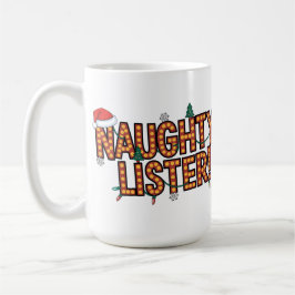 Naughty Lister! Hollywood Marquee jul Ljus Kaffemugg