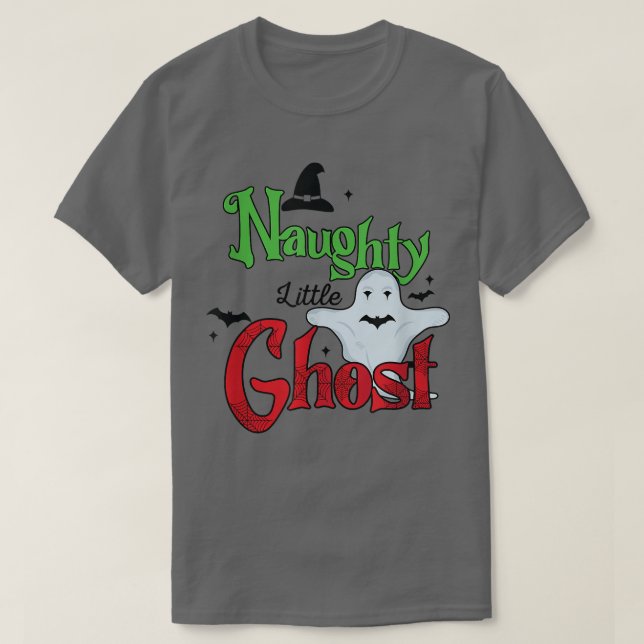 Naughty Little Ghost är rädd för häxor T Shirt (Design framsida)