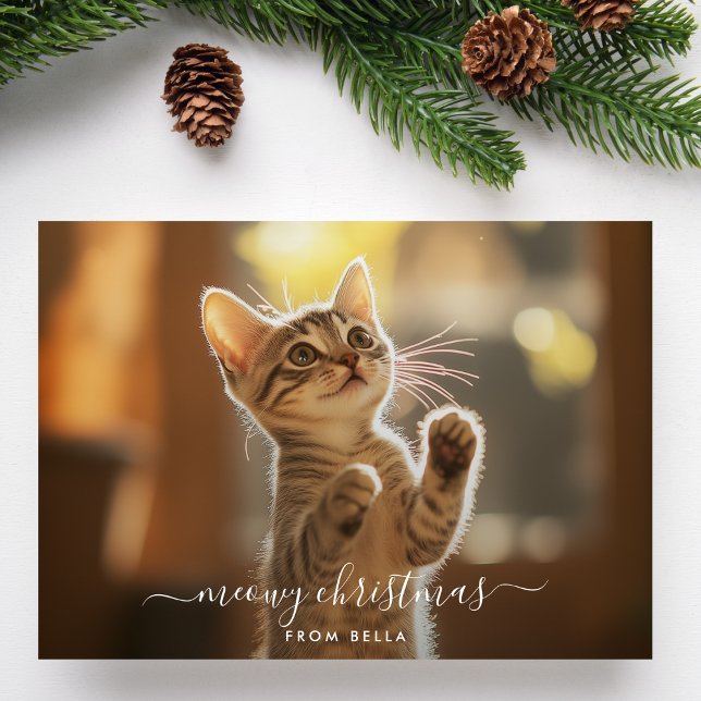 Naughty Meowy Julfonen Cat Overlay Photo Julkort (Skapare uppladdad)
