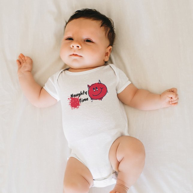 Naughty Monster T Shirt (cartoon little evil naughty monster on organic baby bodysuit.)