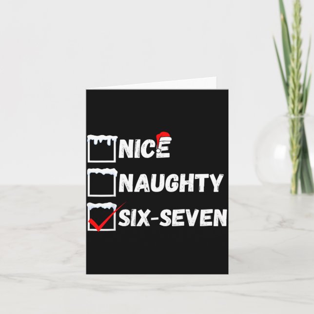 Naughty Nice 67 Christmas Checklist Fun Six Seven  Kort (Framsida)