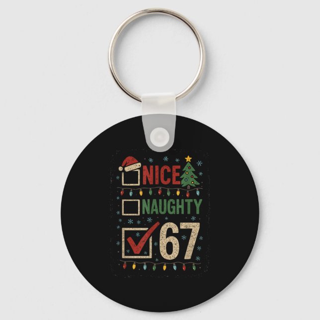 Naughty Nice 67 Christmas Humor  Nyckelring (Framsida)
