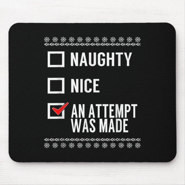 Naughty Nice An Attempt Was Made - Christmas Check Musmatta (Framsidan)