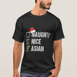 Naughty Nice Asian Asia Santa Hat jul Gift T Shirt