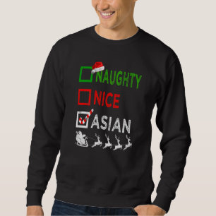Naughty Nice Asian jul Pajamas Santa Hat Xma Lång Ärmad Tröja
