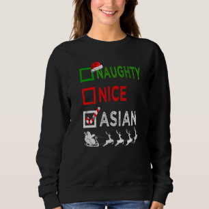 Naughty Nice Asian jul Pajamas Santa Hat Xma T Shirt