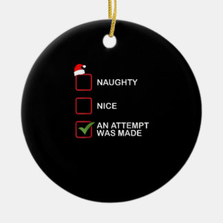 Naughty Nice Attempt Made Funny Christmas List Julgransprydnad Keramik