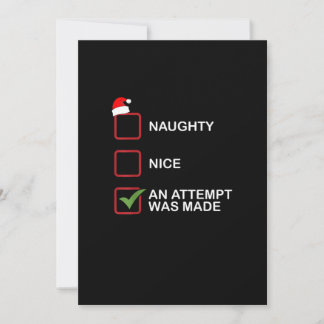 Naughty Nice Attempt Made Funny Christmas List Julkort