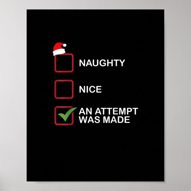 Naughty Nice Attempt Made Funny Christmas List  Poster (Framsidan)