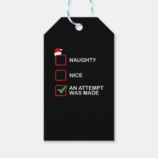 Naughty Nice Attempt Made Funny Christmas List Presentetikett