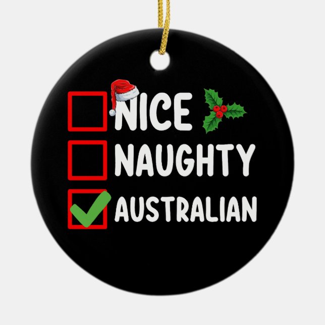 Naughty Nice Australiens jullista Helgdag Julgransprydnad Keramik (Framsidan)
