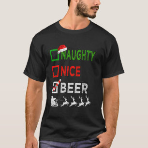 Naughty Nice Beer jul jul Pajamas Funny Santa Ha T Shirt