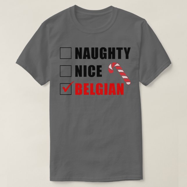 Naughty Nice Belgiska jultomten Candy cane T Shirt (Design framsida)