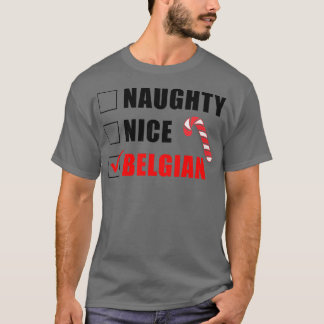 Naughty Nice Belgiska jultomten Candy cane T Shirt