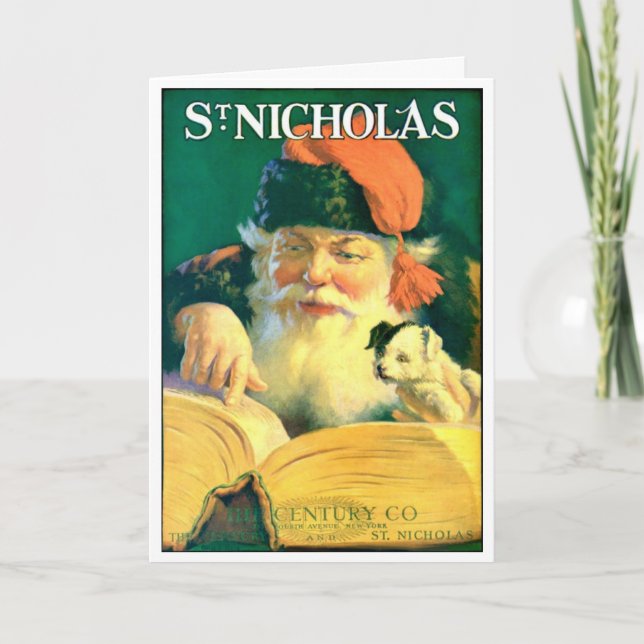 "NAUGHTY & NICE" BOK ST NICHOLAS W PUPPY HÄLSNING HELGKORT (Framsida)
