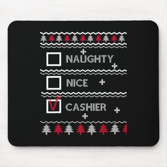 Naughty Nice Cashier Festive Vinter Ugly God jul Musmatta (Framsidan)
