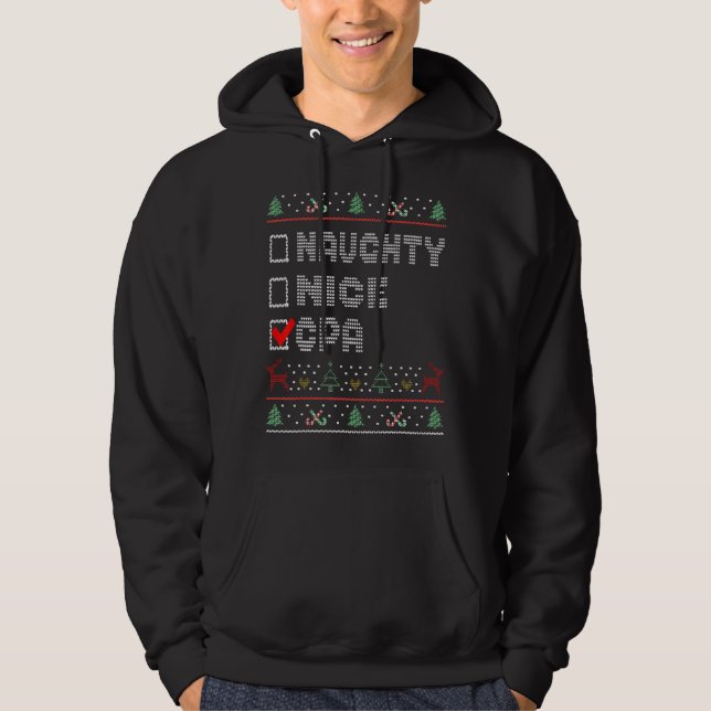 Naughty Nice Cpa Matching jul Group Pajama Hoodie (Framsida)