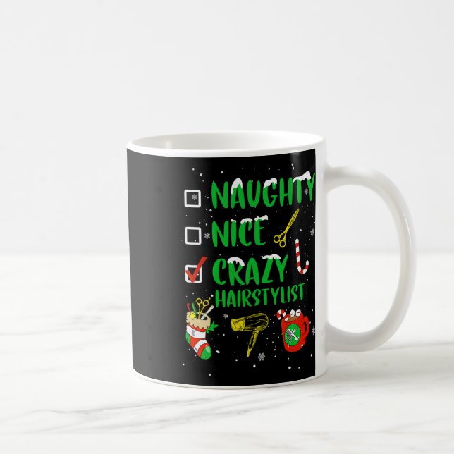 Naughty Nice Crazy Hairstylist Hairdresser Funny X Kaffemugg (Höger)
