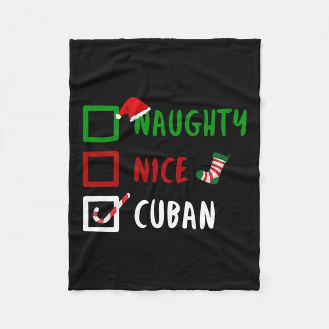 Naughty Nice Cuban Funny Cuba jultomte Gift Fleecefilt (Framsidan)