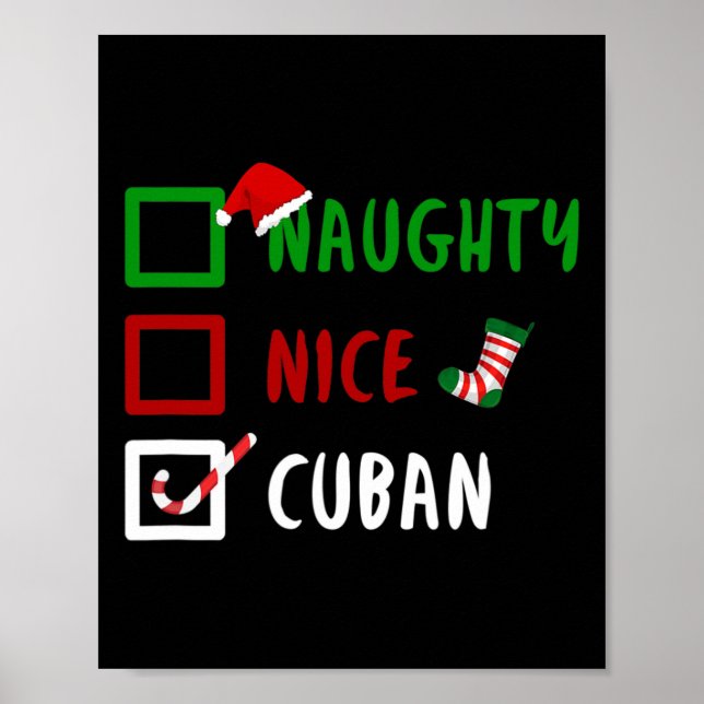 Naughty Nice Cuban Funny Cuba jultomte Gift Poster (Framsidan)