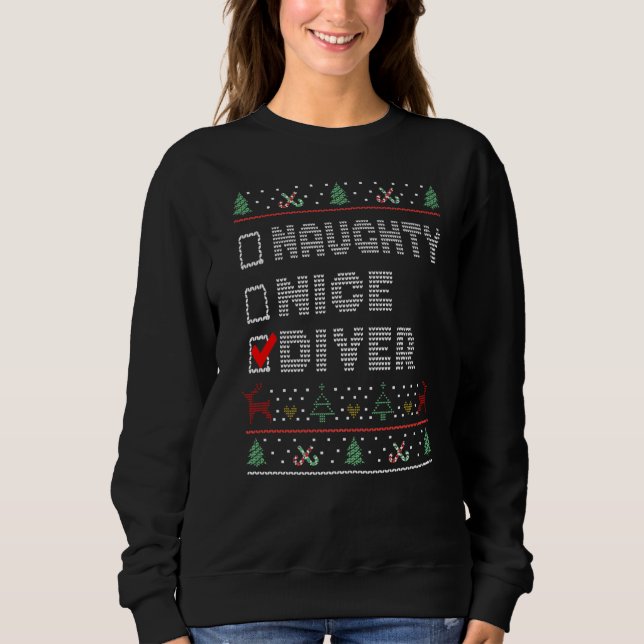 Naughty Nice Diver Matching jul Group Pajama T Shirt (Framsida)