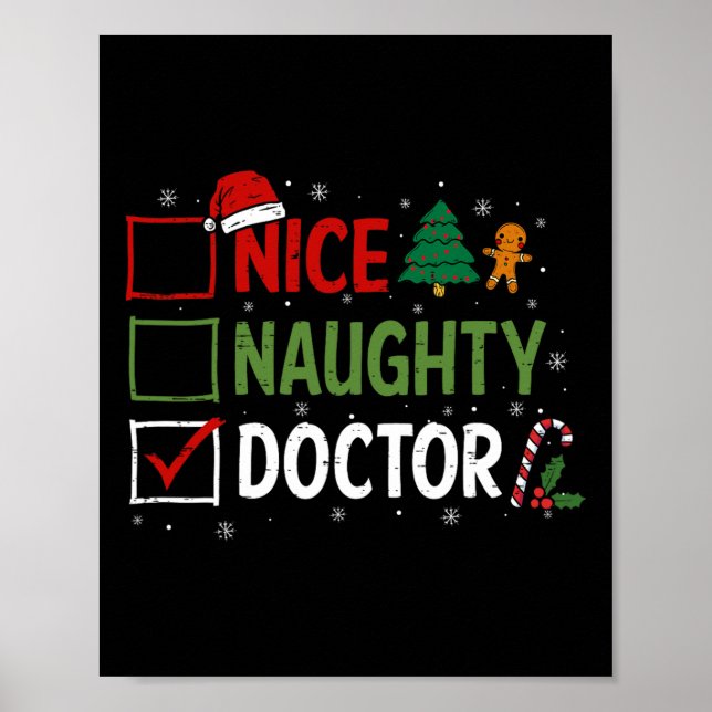 Naughty Nice Doktor jul Pajamas Jultomten Poster (Framsidan)