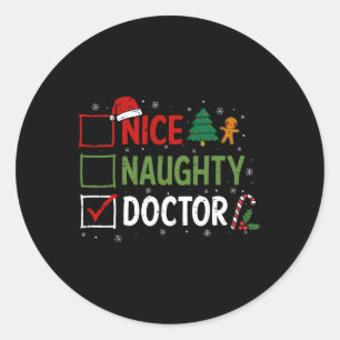 Naughty Nice Doktor jul Pajamas Jultomten Runt Klistermärke