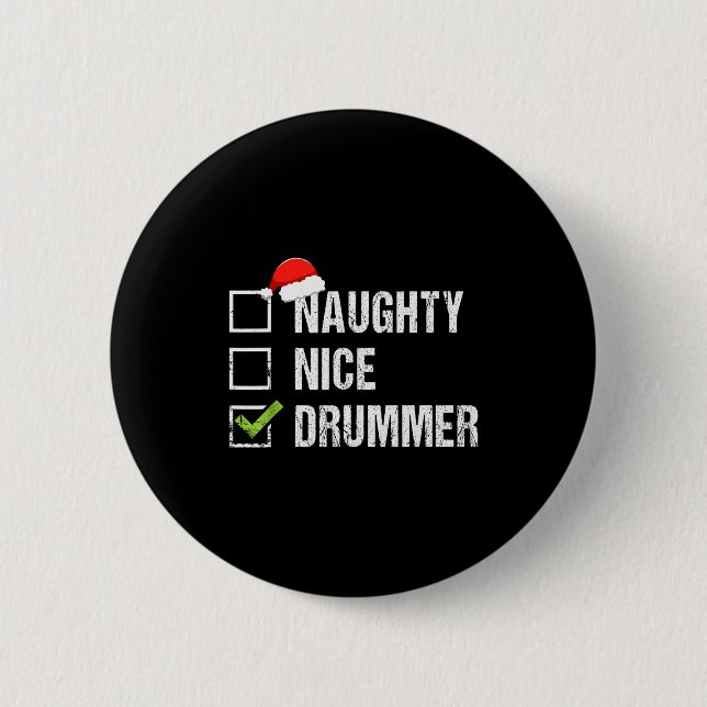 Naughty Nice Drummer Shirt Drumming Santa Hat Chri Knapp (Framsida)