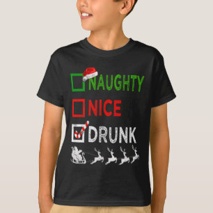Naughty Nice Drunk jul Pajamas Funny Santa H T Shirt