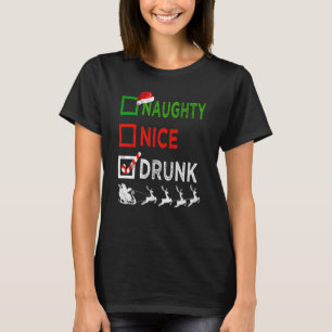 Naughty Nice Drunk jul Pajamas Funny Santa H T Shirt
