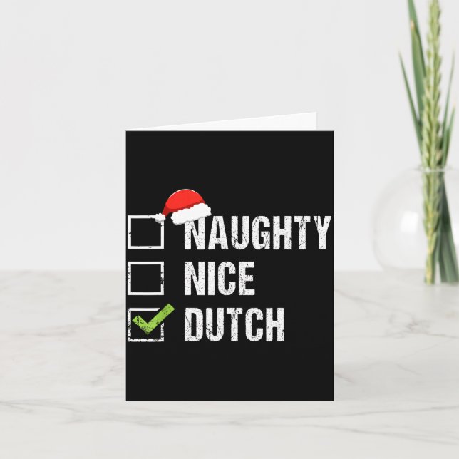 Naughty Nice Dutch Shirt Netherlands Santa Christm Kort (Framsida)