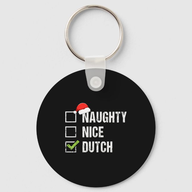 Naughty Nice Dutch Shirt Netherlands Santa Christm Nyckelring (Framsida)